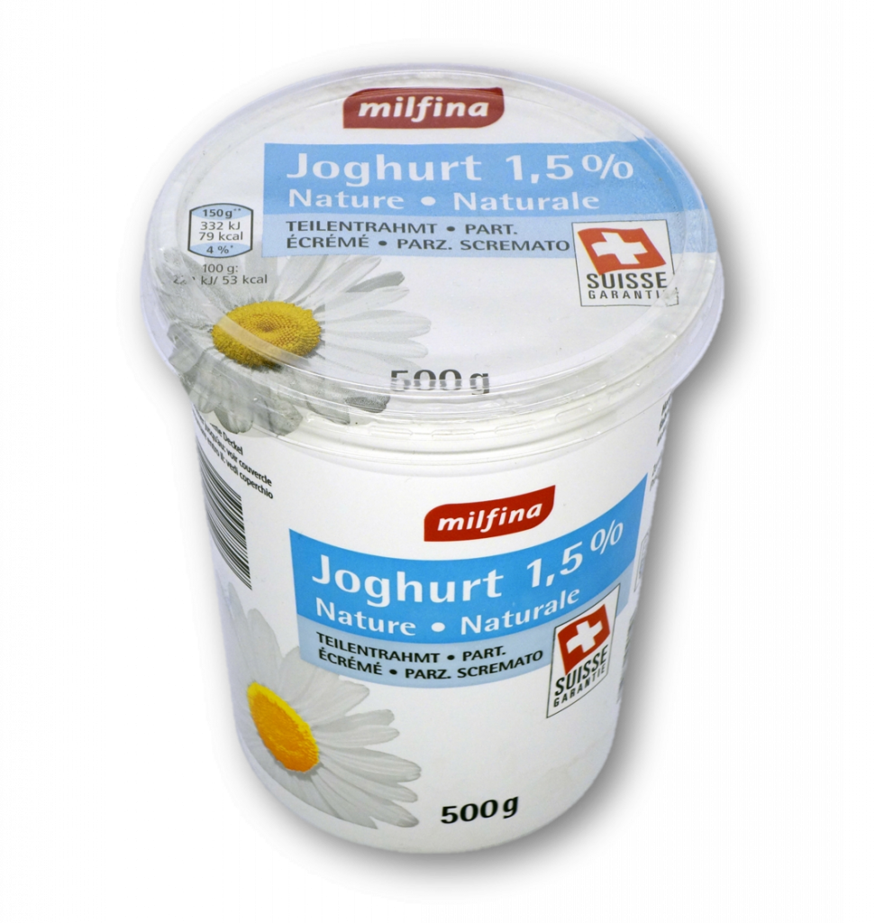 Milifina Joghurt Nature 1.5% 500g product for travel breakfast and yogurt snack ideas